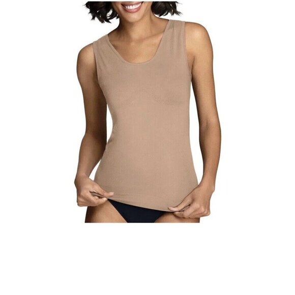 NIB VANITY FAIR Radiant Light Smoothing Spin Tank Top Nude Beige Sz S - Picture 3 of 5